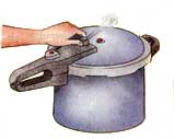 Always open the lid away from you with caution.